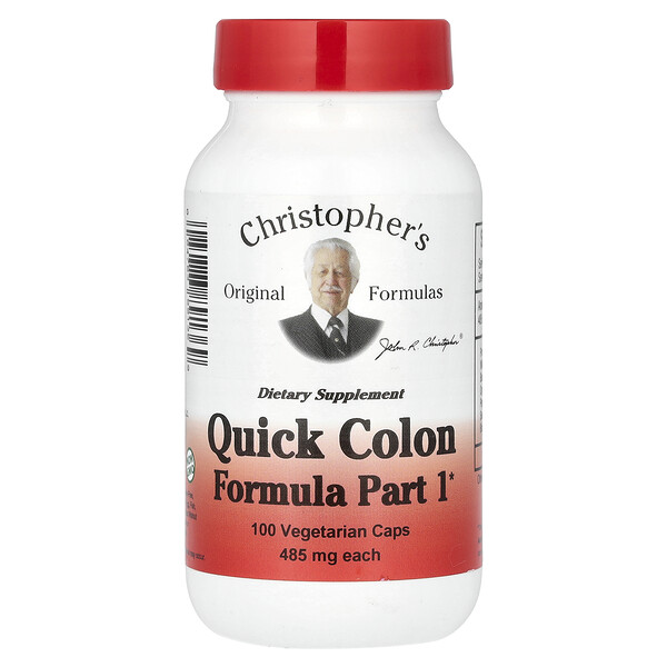 Quick Colon Formula, Part 1 - 485 мг - 100 вегетарианских капсул - Christopher's Christopher's
