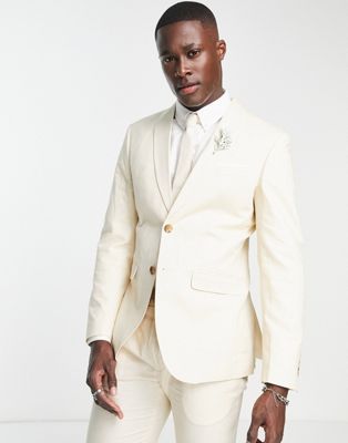 Узкий пиджак из белой льняной ткани Selected Homme Selected