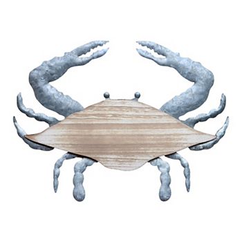 Parisloft 3D Wood and Galvanized Ocean Theme Crab Wall Hanging Decor Parisloft