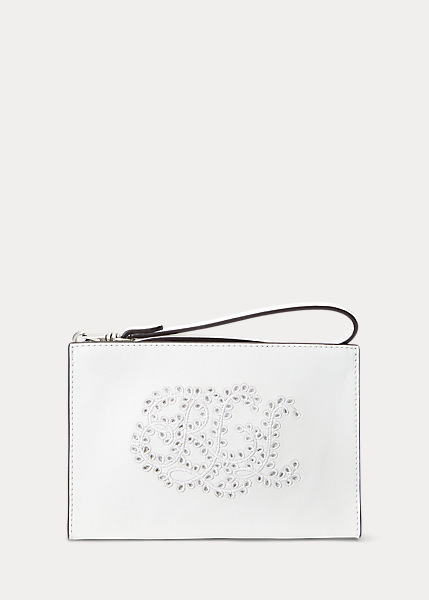 Eyelet-Embroidered Leather Small Pouch LAUREN Ralph Lauren