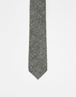 Узкий галстук из фактурной ткани серого и кремового цветов ASOS DESIGN ASOS DESIGN