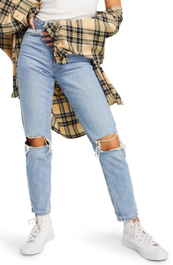 Рваные джинсы Mom с коленом TOPSHOP