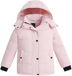 wantdo Girl's Winter Coat Warm Puffer Jacket Fleece Outerwear Jacket Coat Hooded Wantdo