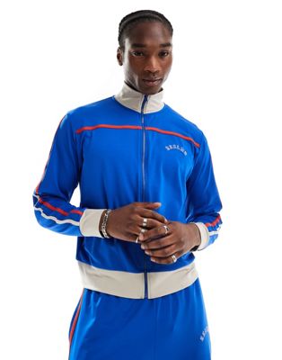 Reclaimed Vintage sports track jacket with stripes and funnel neck in blue - part of a set Reclaimed Vintage