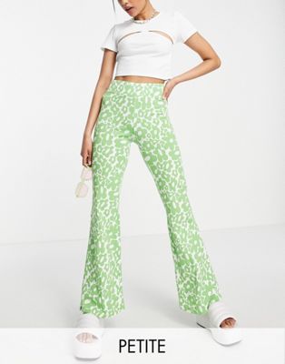 Noisy May Petite flared pants in green & white floral Noisy May Petite