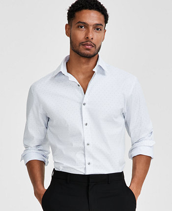 Мужская классическая рубашка Dime Classic/обычного кроя в горошек с геопринтом, созданная для Macy's Alfani