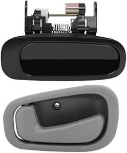 ‎LUJUNTEC Exterior Interior Door Handles,Rear Inside Outside Door Handles,Rear Driver Left Side,Replacement for 1998-2002 for Toyota for Corolla,2pcs Balck/Gray Handles Replace Lujuntec