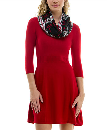 Расклешенное платье-свитер без застежек для юниоров с прикрепленным шарфом BCX