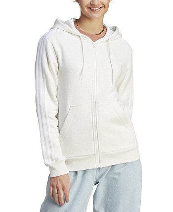 Women's 3-Stripe Cotton Fleece Full-Zip Hoodie Sweatshirt Adidas