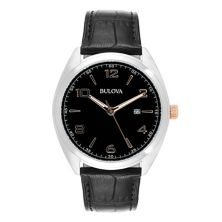 Мужские часы Bulova с черным кожаным ремешком - 98B367 Bulova