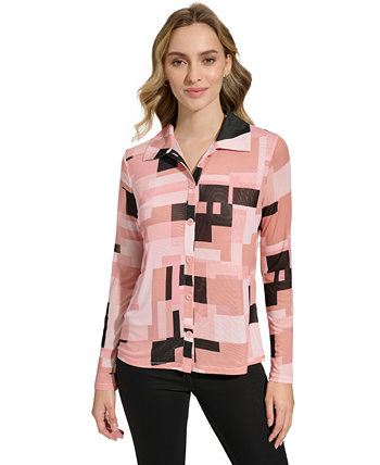 Женская сетчатая рубашка с принтом и пуговицами спереди Calvin Klein