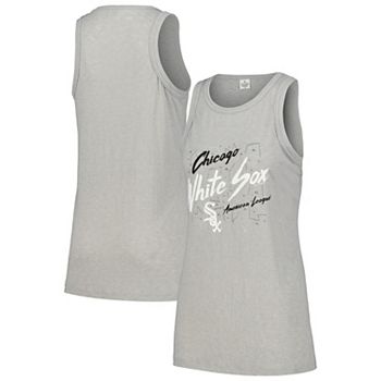 Women's Soft as a Grape Gray Chicago White Sox Gauze High Neck Tank Top Soft As A Grape