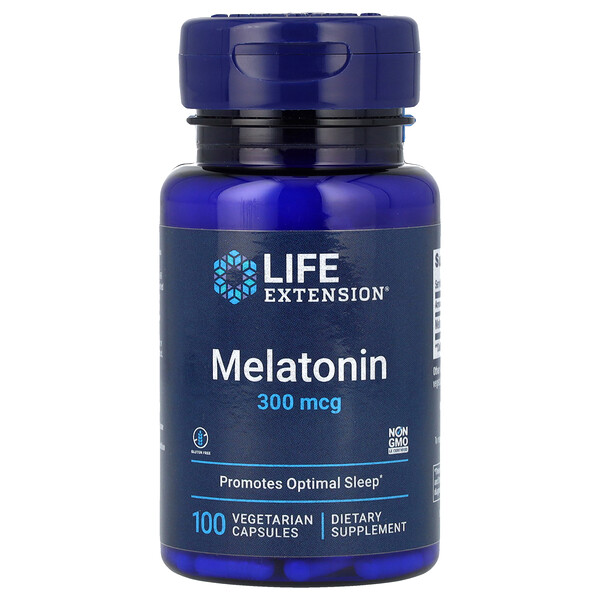 Мелатонин - 300 мкг - 100 вегетарианских капсул - Life Extension Life Extension