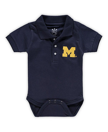 Infant Boys and Girls Navy Michigan Wolverines Polo Bodysuit Little King Apparel