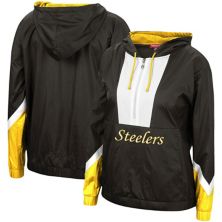 Черная женская ветровка с капюшоном Mitchell & Ness Pittsburgh Steelers с молнией до половины Unbranded