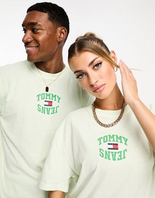 Зеленая футболка унисекс с центральным логотипом Tommy Jeans Tommy Jeans