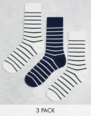 Набор из трех пар носков с высоким воротником ASOS DESIGN белого/черного/зеленого цвета ASOS DESIGN