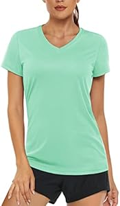 MAGCOMSEN Women's T Shirts V-Neck Short Sleeve UPF 50+ Sun Protection Performance Quick Dry Athletic Shirts Tee Tops Magcomsen