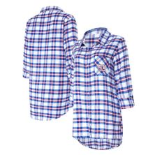 Женская ночная рубашка в клетку с длинными рукавами и пуговицами Concepts Sport Royal New York Giants Sienna Unbranded