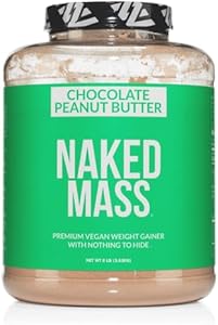 Naked Mass - Chocolate Vegan Weight Gainer - 8Lb Bulk, GMO Free, Gluten Free, Soy Free & Dairy Free. No Artificial Ingredients - 1,280 Calories - 11 Servings (Порции) Naked Nutrition