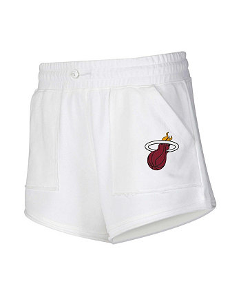 Женские белые шорты Miami Heat Sunray Concepts Sport