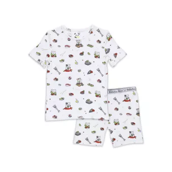 Little Kid's &amp; Kid's Sushi Cat Shorts Pajama Set Bellabu Bear