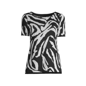 Zebra Swirl Print Knit Top Misook