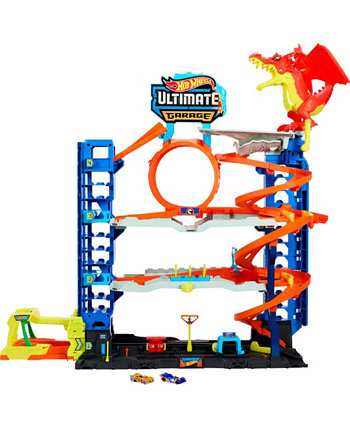 City Ultimate Garage Playset with 2 Die-Cast Cars, Toy Storage For 50 PlusCars Hot Wheels