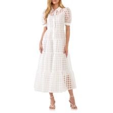 Collared Organza Gridded Maxi English Factory