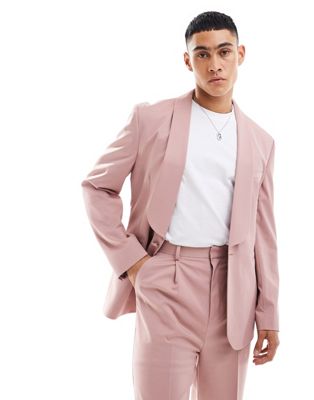 ASOS DESIGN wide shawl lapel suit jacket in pink ASOS DESIGN