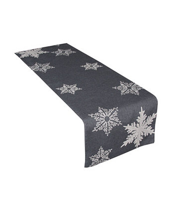 Вышитая рождественская дорожка для стола Glisten Snowflake, 16 "x 70" Xia Home Fashions