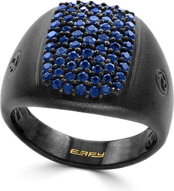 Серебряное кольцо с синим сапфиром и паве Effy