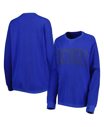 Женская футболка Royal Kentucky Wildcats Surf размера плюс Southlawn Waffle-Knit с термопереплетением Tri-Blend с длинным рукавом Pressbox