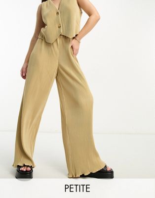 Эксклюзивные широкие плиссированные брюки светло-коричневого цвета 4th & Reckless Petite — часть комплекта 4TH & RECKLESS