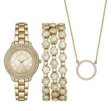 Folio Women's Gold Tone Watch, Bracelet & Necklace Set Folio