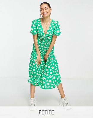 Influence Petite midi dress in green floral print Influence Petite