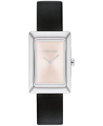 Женские часы на две руки, черный кожаный ремешок, 22,5 мм Calvin Klein
