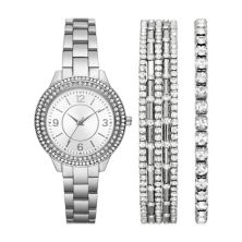 Folio Women's Silver Tone Watch & Bracelets Set Folio