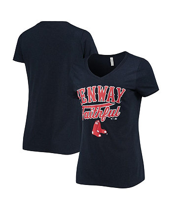 Women's Heathered Navy Boston Red Sox Team Hometown Tri-Blend V-Neck T-shirt BreakingT