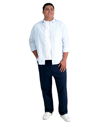 Мужские большие и высокие классические брюки цвета хаки HAGGAR