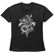 Женская футболка Fifth Sun с черно-белыми цветами и рисунком букета цветов FIFTH SUN
