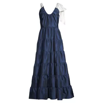 Многоярусное платье макси Alessa из тафты Hutch