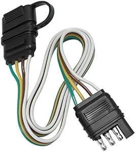 Trailer Light Wiring Harness Kit,4 Wires 4-Way Plug 4 pin Flat Wire Extension Male & Female Connector 32" Inch Long Hoypeyfiy