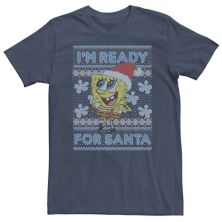 Большой и высокий Nickelodeon SpongeBob SquarePants &#34;Я готов к Санте&#34; Уродливая рождественская футболка-свитер Nickelodeon
