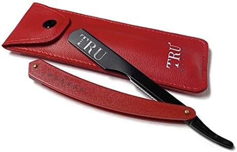 TRU BARBER Professional Barber Blade Straight Razor, Straight Blade Razor with 1.5mm Blade Exposure - Durable Straight Edge Razor, Single Edge (Black/White) Tru Barber