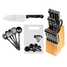 29 Piece Black Knife Block Cutlery Set with Kitchen Utensils Lexi Home