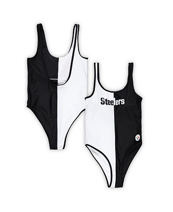 Women's Black, White Pittsburgh Steelers Last Stand One-Piece Swimsuit G-III