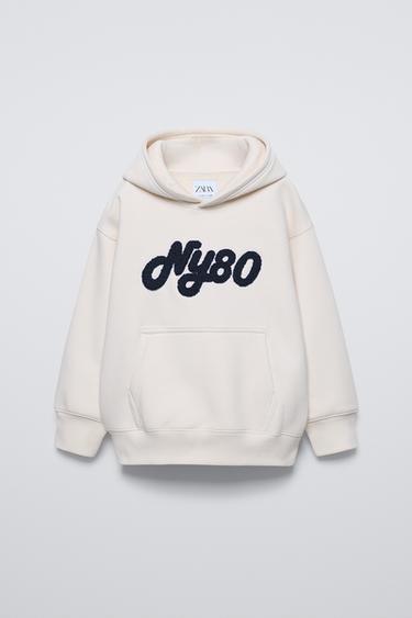 TERRYCLOTH TEXT HOODED SWEATSHIRT Zara