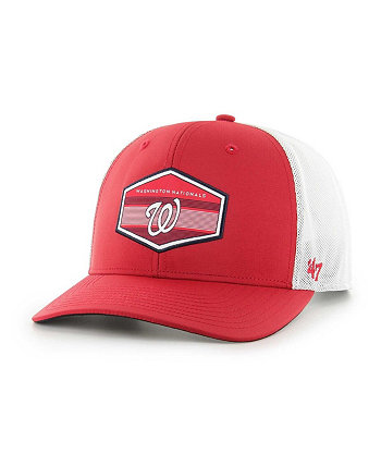 Мужская красно-белая бейсболка Washington Nationals Burgess Trucker Snapback '47 Brand