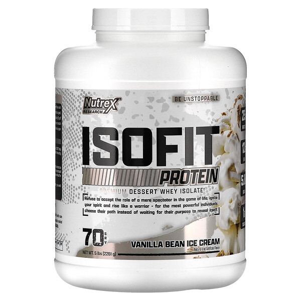 IsoFit Protein, Ванильное мороженое, 5 фунтов (2261 г) Nutrex Research